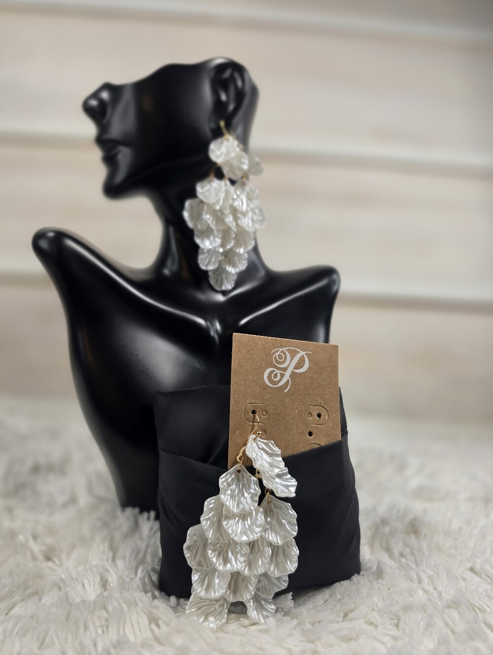 Pearlescent White Leaf Drop Earrings - Women Jewelry
